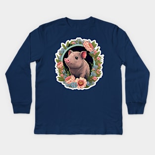 Water Colour Piglet Kids Long Sleeve T-Shirt